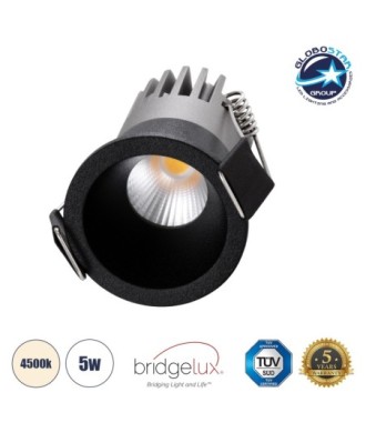 GLOBOSTAR® MICRO-S 60238 Χωνευτό Downlight Σποτ LED 5W 650lm 38° AC 220-240V IP20 Φυσικό Λευκό 4500K - Bridgelux COB Chip & TÜV SÜD Driver - Μαύρο Ματ - Μ4 x Π4 x Υ5.9cm - Q3.5cm - 5 Χρόνια Εγγύηση